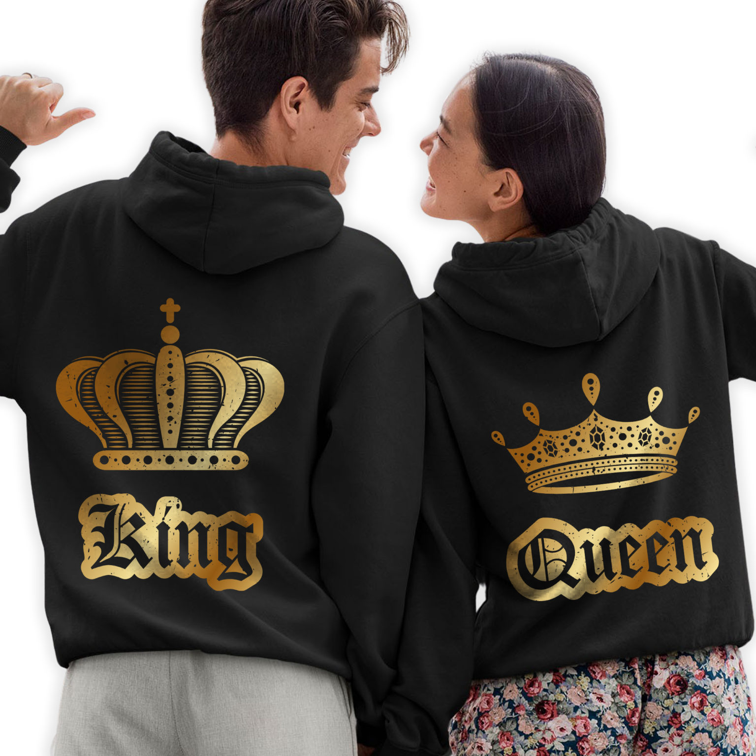 Felpe King&Queen Coppia con Corona Oro – Linea You and Me