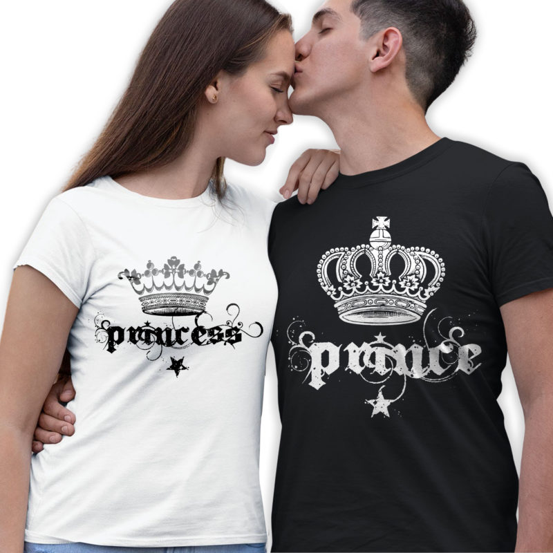 Magliette Prince&Princess Coppia con Corona - T-Shirt Linea You and Me