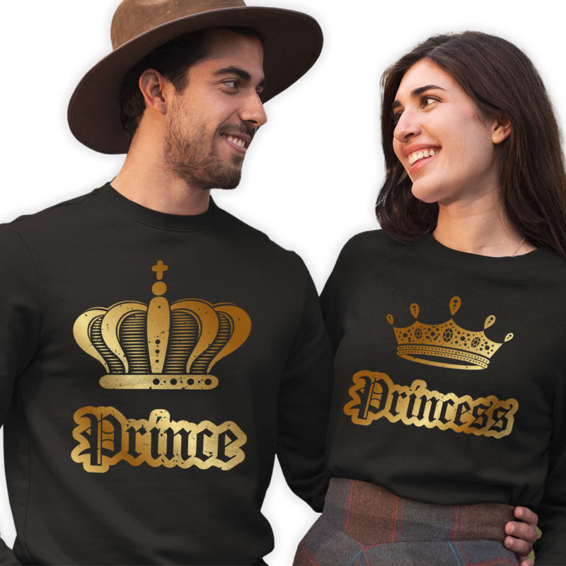 Felpe Prince&Princess Coppia con Corona - Linea You and Me Oro