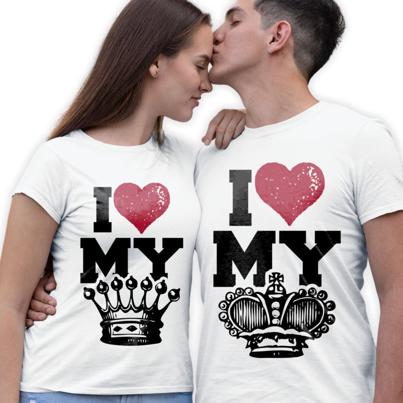 Magliette King&Queen Coppia I Love My King/Queen - T-Shirt Linea You and Me