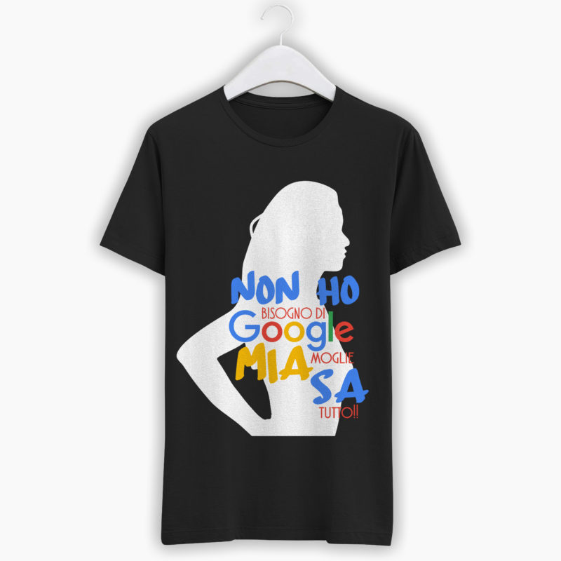 T-Shirt Uomo Divertente - Non ho bisogno di Google mia Moglie sa Tutto
