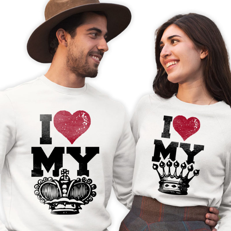 Felpe King&Queen Coppia I Love My King/Queen - Linea You and Me