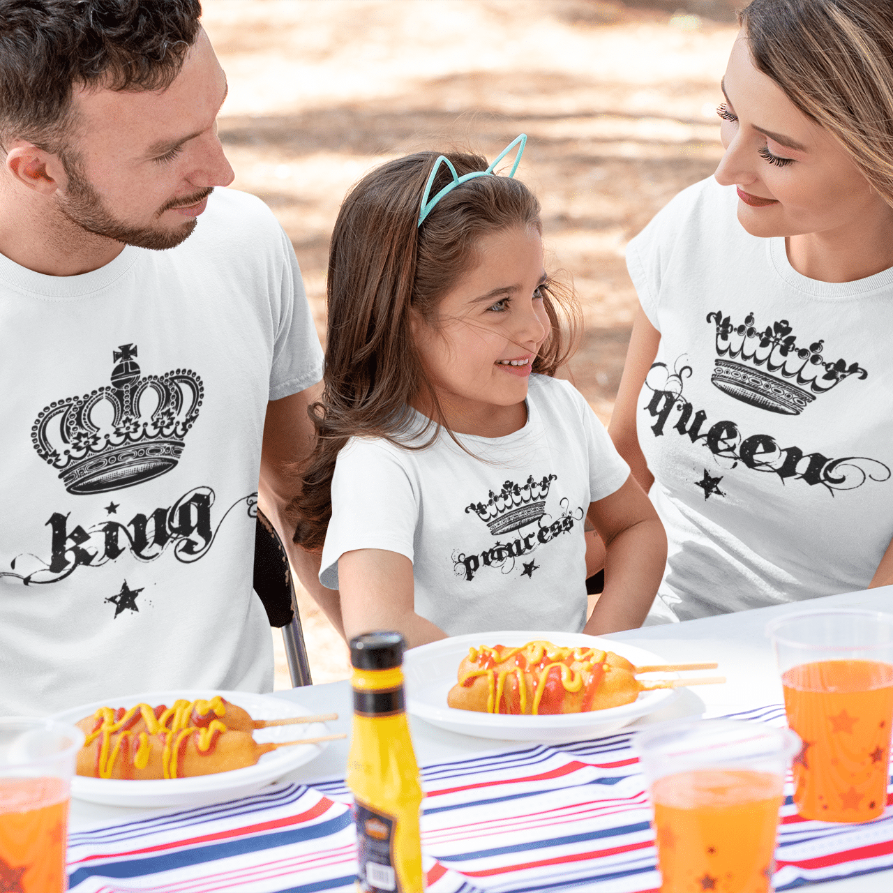 Magliette King Queen Prince/Princess con Corona – Tris T-Shirt Linea Family