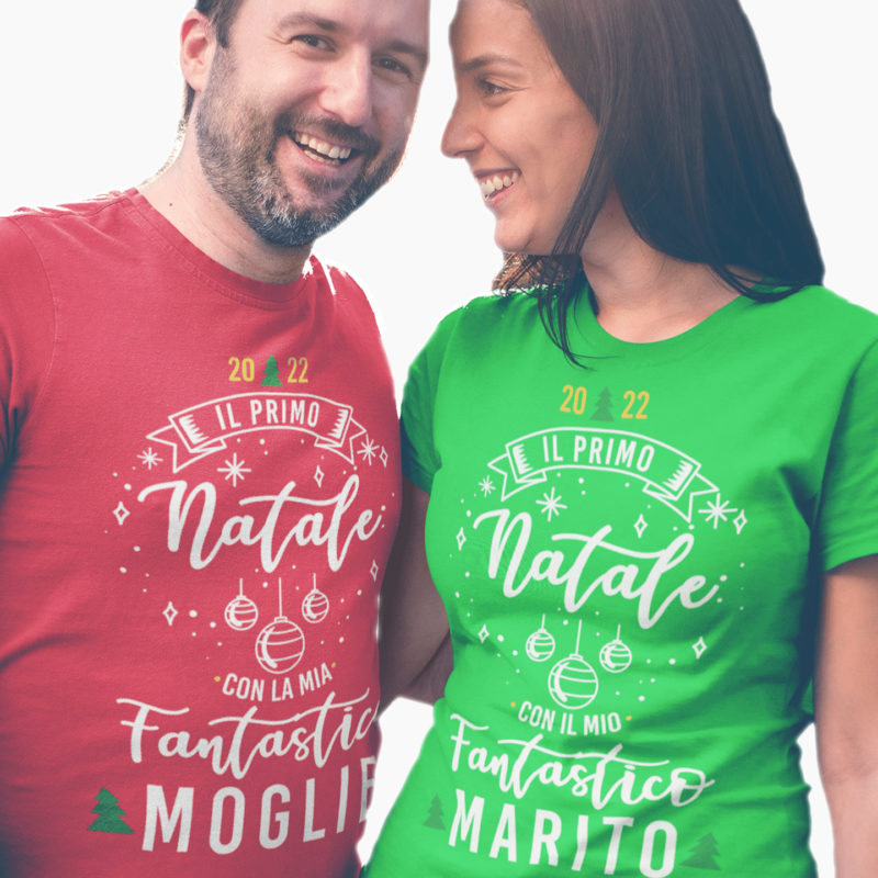 Coppia T-Shirt - Il Primo Natale Con La/Il Mia/o Fantastica/o Moglie/Marito