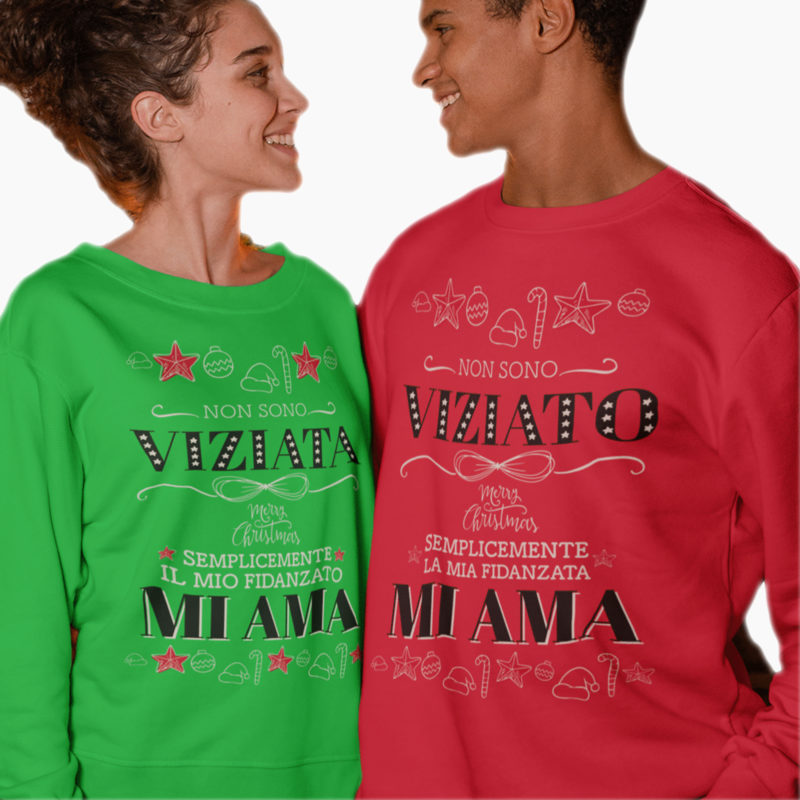 Coppia Felpe Natale Fidanzati – Non Siamo Viziati Semplicemente Ci Amiamo