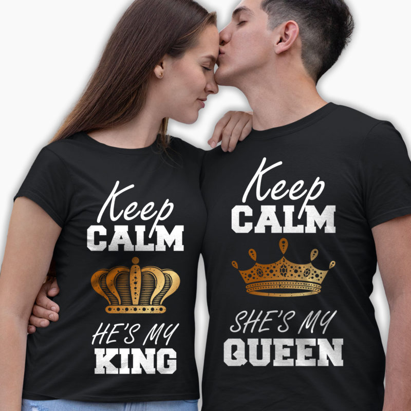 Magliette di Coppia King & Queen - She's My Queen / He's My King