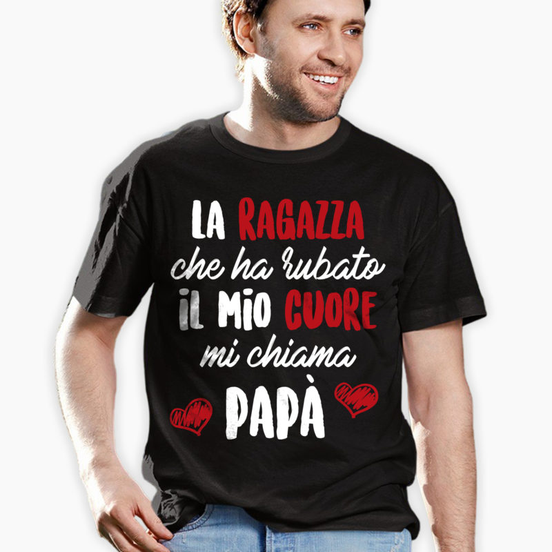 T-Shirt Festa del Papà – La ragazza che mi ha rubato il cuore mi chiama Papà