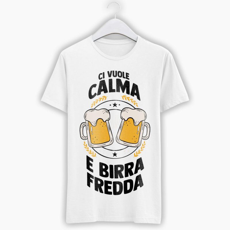 T-Shirt Uomo - Ci vuole Calma e Birra fredda