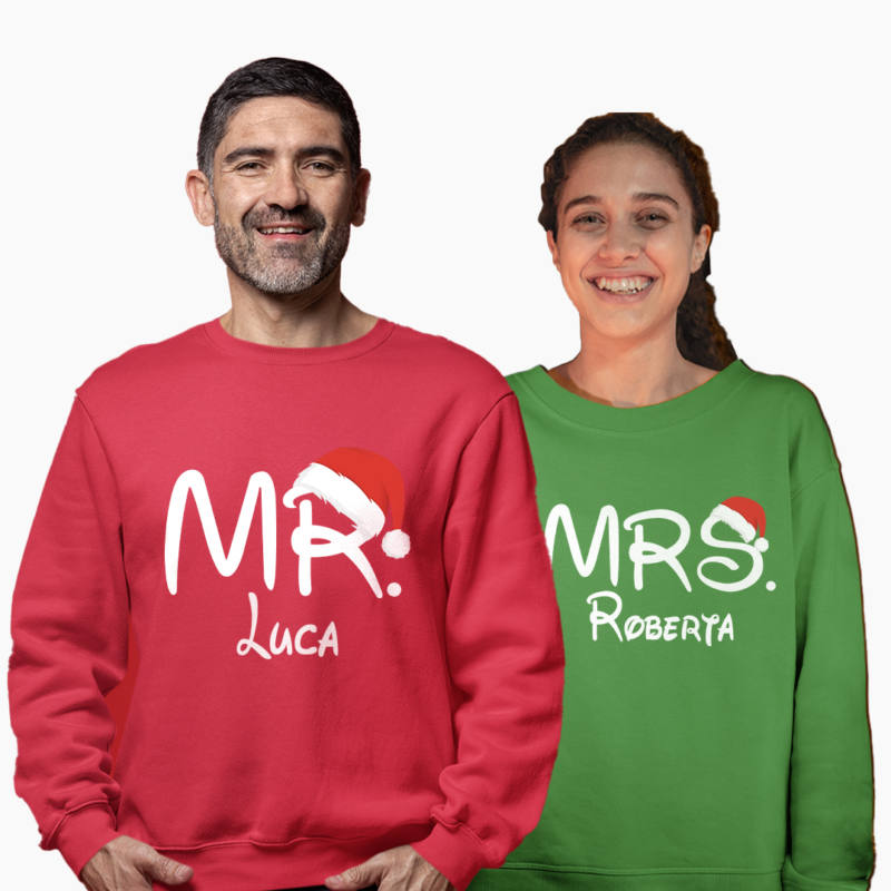 Coppia Felpe Natale Personalizzate MR & MRS