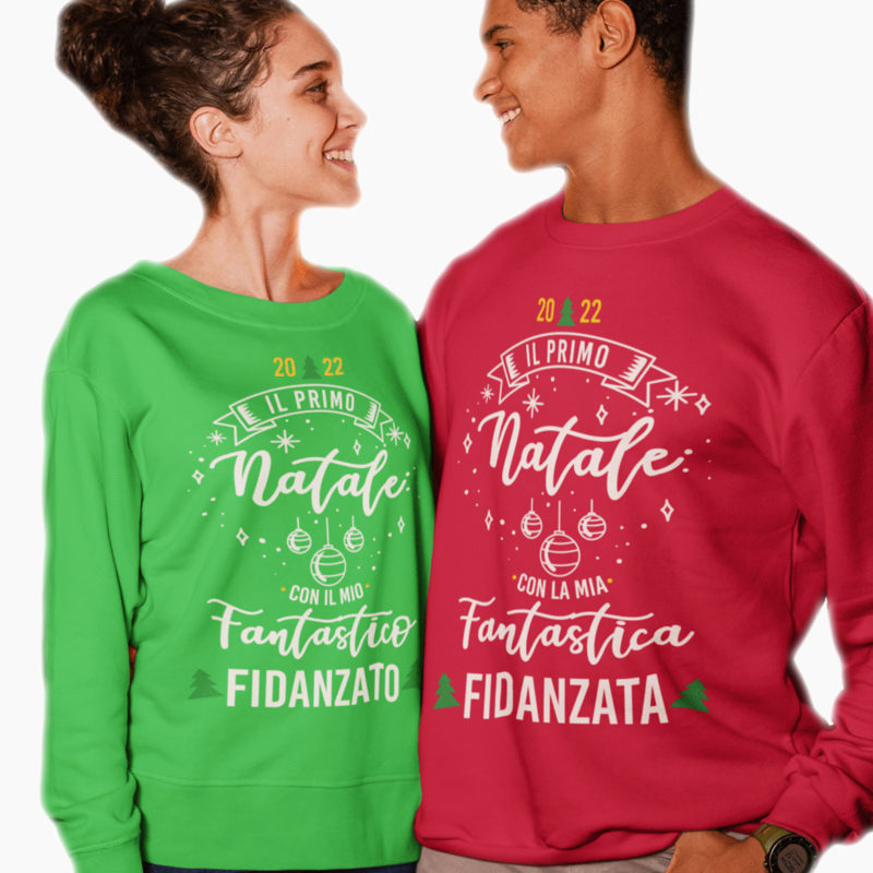 Coppia Felpe Natale Fidanzato/Fidanzata - Il primo Natale con il/la mio/a Fantastico/a Fidanzato/a