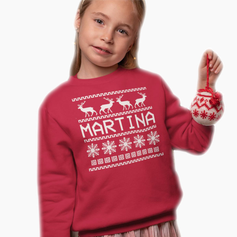 Felpa Bambino/a Trama Natalizia - Personalizzata con il nome