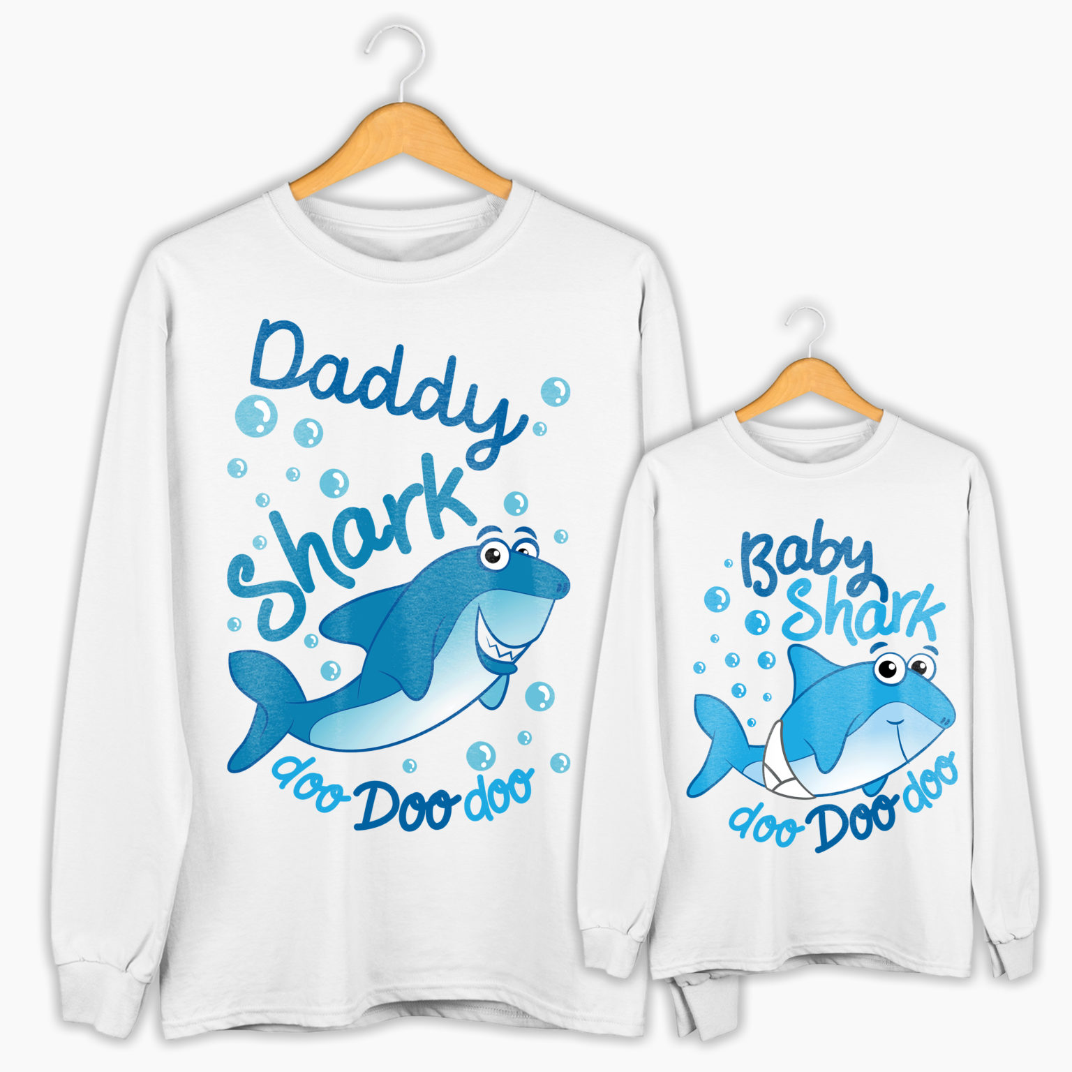 Felpa Papà + Felpa Bambino/a – Daddy Shark Baby Shark