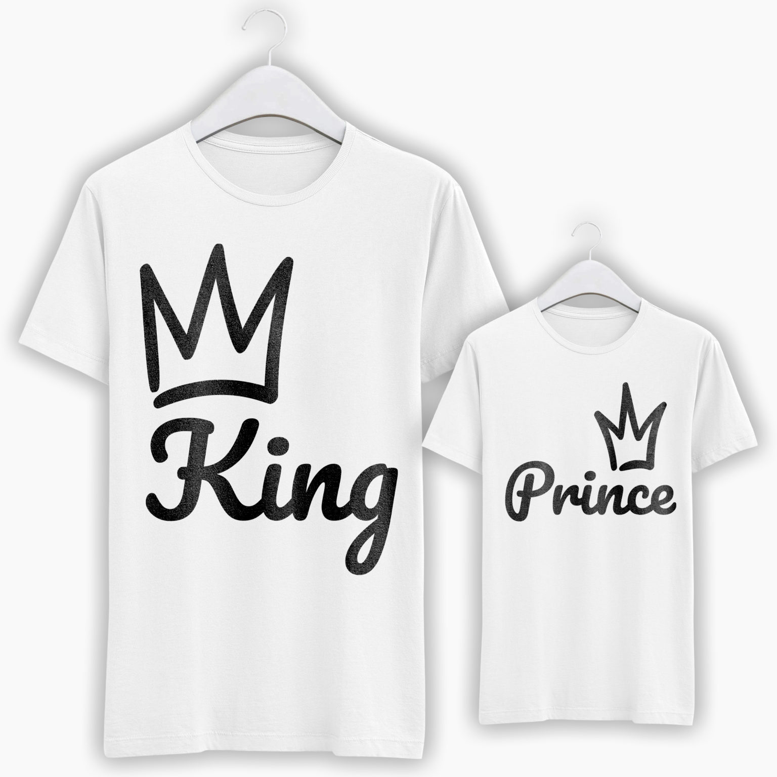 T-Shirt Papà + T-Shirt Bambino/a – King & Prince/Princess
