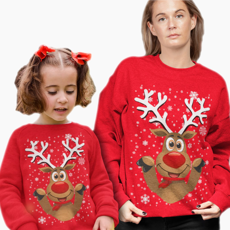 Felpe Natale Mamma-Figlio/a - Renna Natalizia
