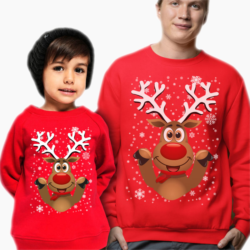 Felpe Natale Papà-Figlio/a - Renna Natalizia